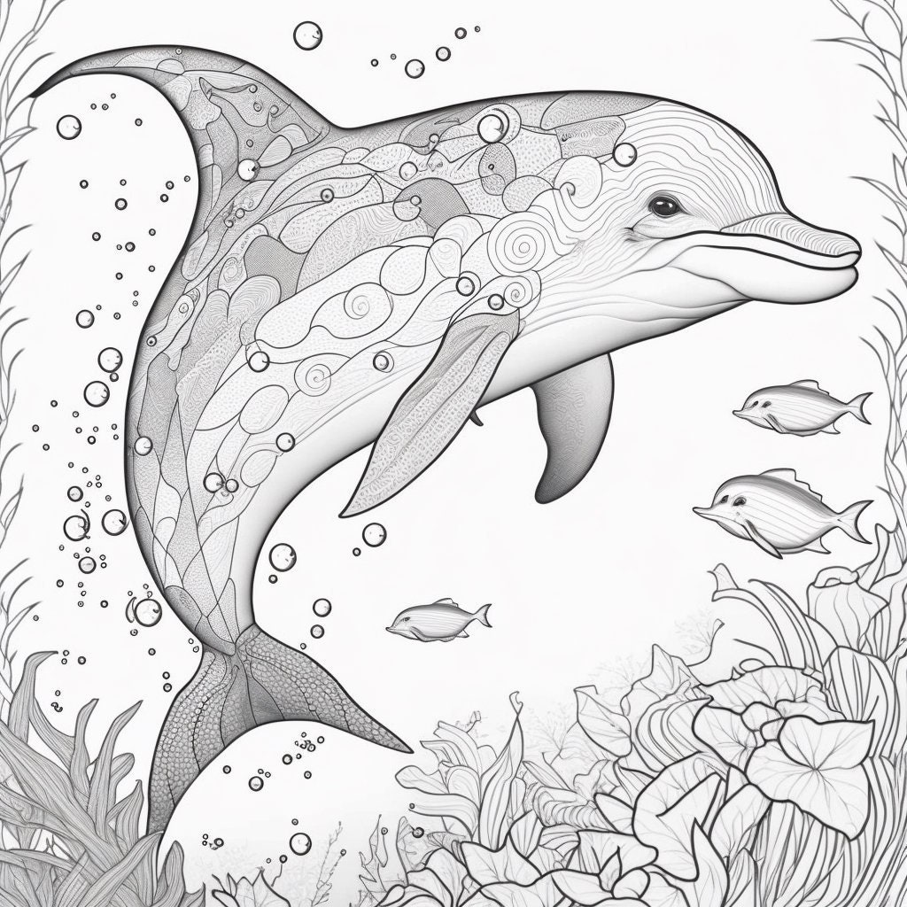 Etsy　Canada　Book　Dolphin　Instant　Download　Coloring　Page