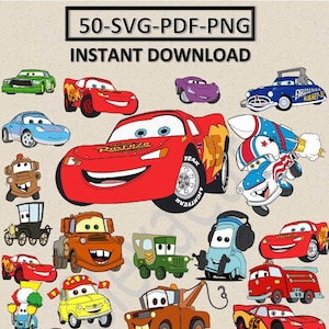 Lightning McQueen Svg, Cars Svg Files For Cricut, Clipart, Lightning McQueen Cut Files, Cars Png, Layered SVG Bundle, Cars For Cricut