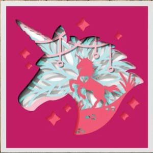 Unicorn 3D Papercut, Layered Shadowbox Template, Paper Cut