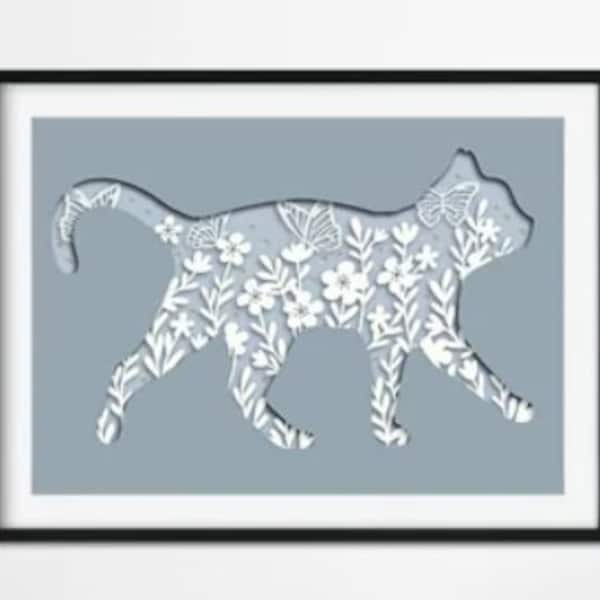 Cat, Shadow box, 3D cut, Cricut Cat, Shadow box, 3D cut, Cricut