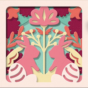 Lapins floraux, Pâques, Boîte d'ombre, Découpe 3D, Cricut