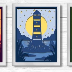Light House, Shadow box, 3D cut, Cricut, Paper Crafts