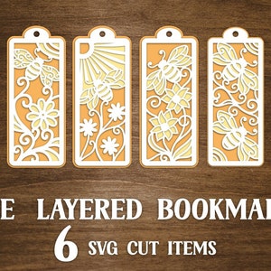 Bee Papercut Bookmarks 6 Cut Files