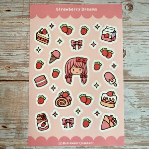 Strawberry Dreams Matte Vinyl Sticker Sheet