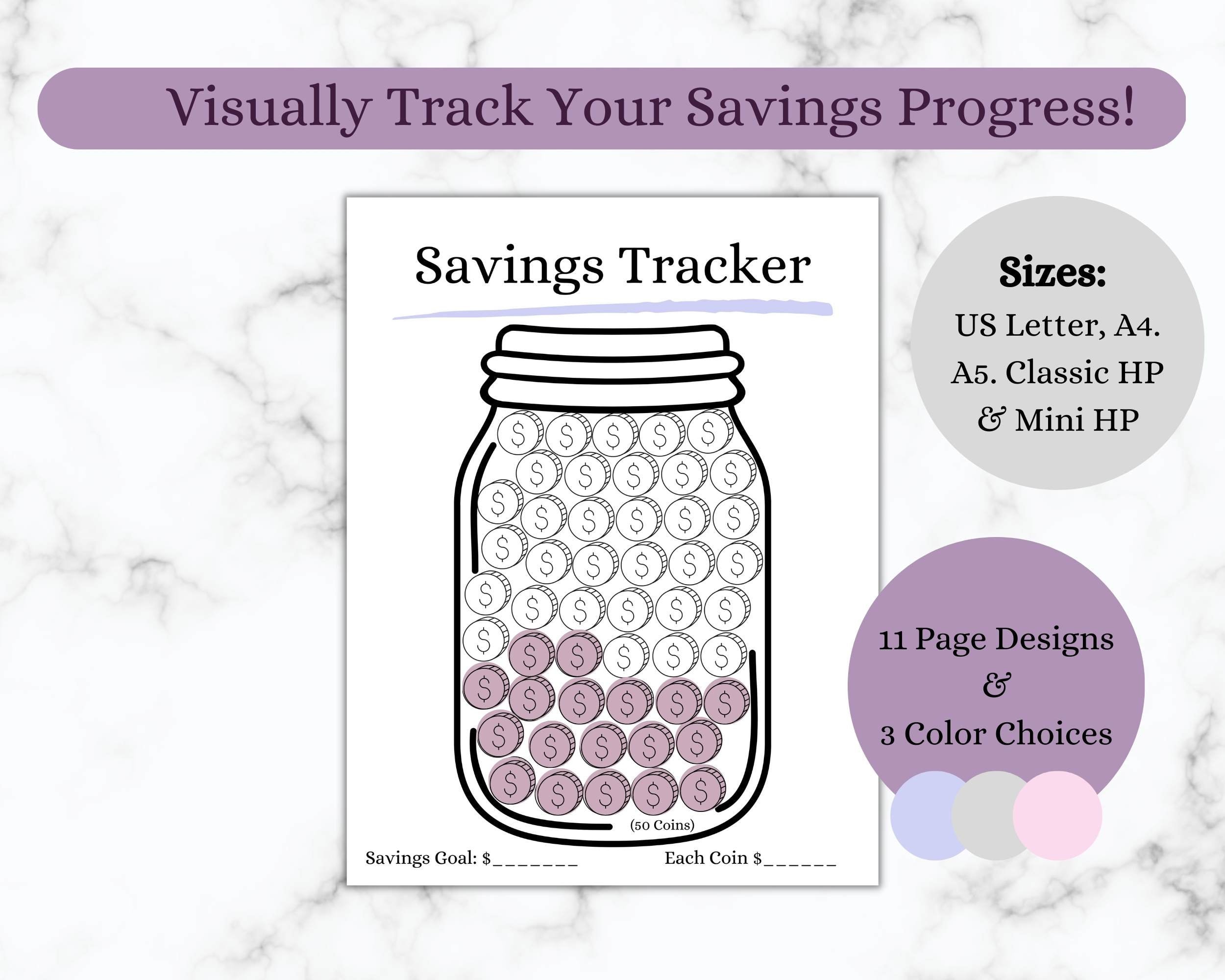 Savings Tracker Printable, Emergency Fund Savings Tracker, Savings ...