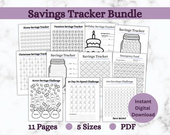 Savings Tracker Printable, Emergency Fund Savings Tracker, Savings Tracker Bundle, Savings Challenge, Savings Jar, Budget Printable Template