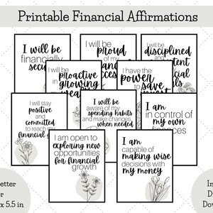 Arte de pared de afirmaciones financieras positivas, tarjetas de afirmación, arte de pared imprimible, arte de pared digital, decoración de pared, arte de pared inspirador,