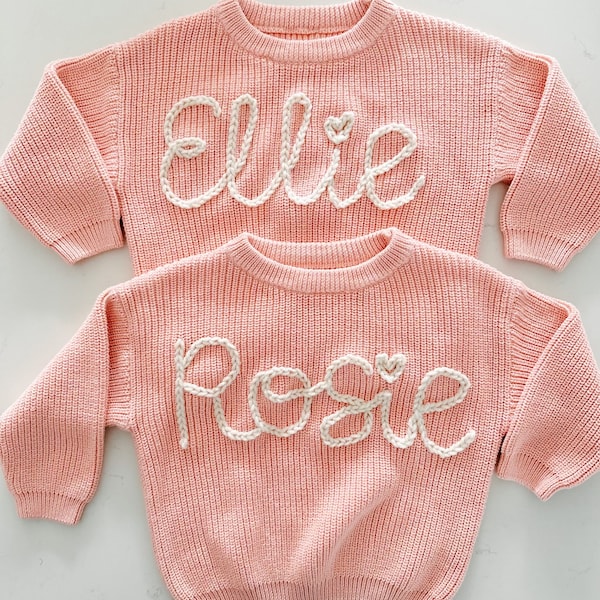 Custom Hand Embroidered Toddler and Baby Name Sweater | Oversized Kids Sweater | Embroidered Name Sweater | Personalized Baby Name Sweater