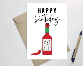 Happy Birthday Hot Stuff, digital download, instant download greeting card