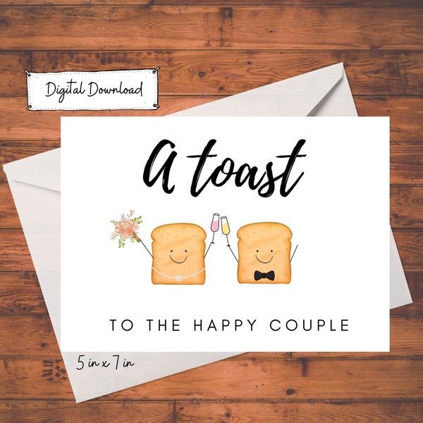 Toast to the happy couple wedding card, digital wedding card, digital download