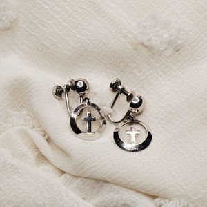 JMS Gold Filled Cross Screw Back Earrings
