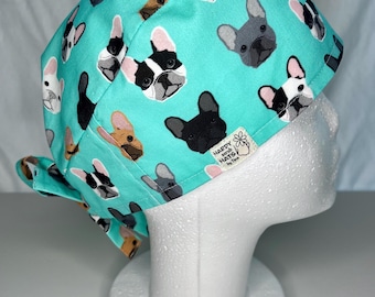 Frenchie Scrub Cap, Skull Cap Style