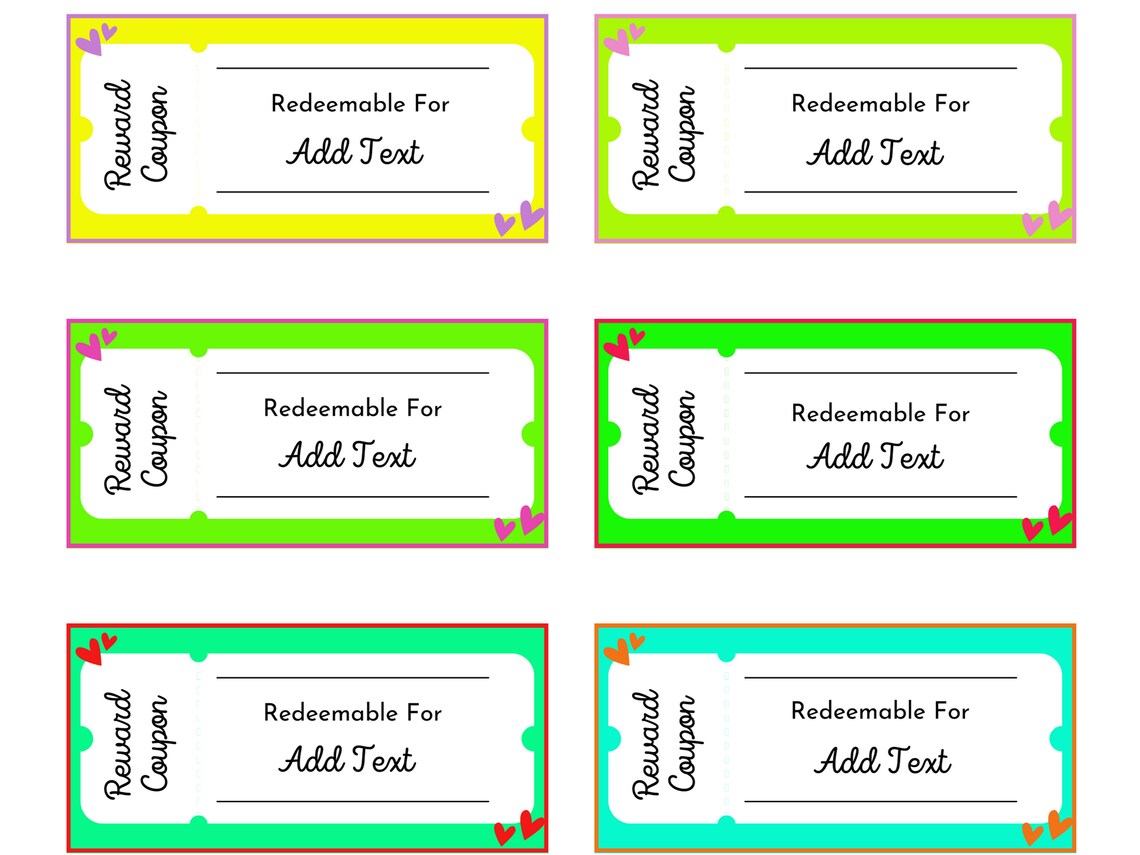 Kid's Reward Coupons - Printable &amp; Canva Customizable/use as Love ...