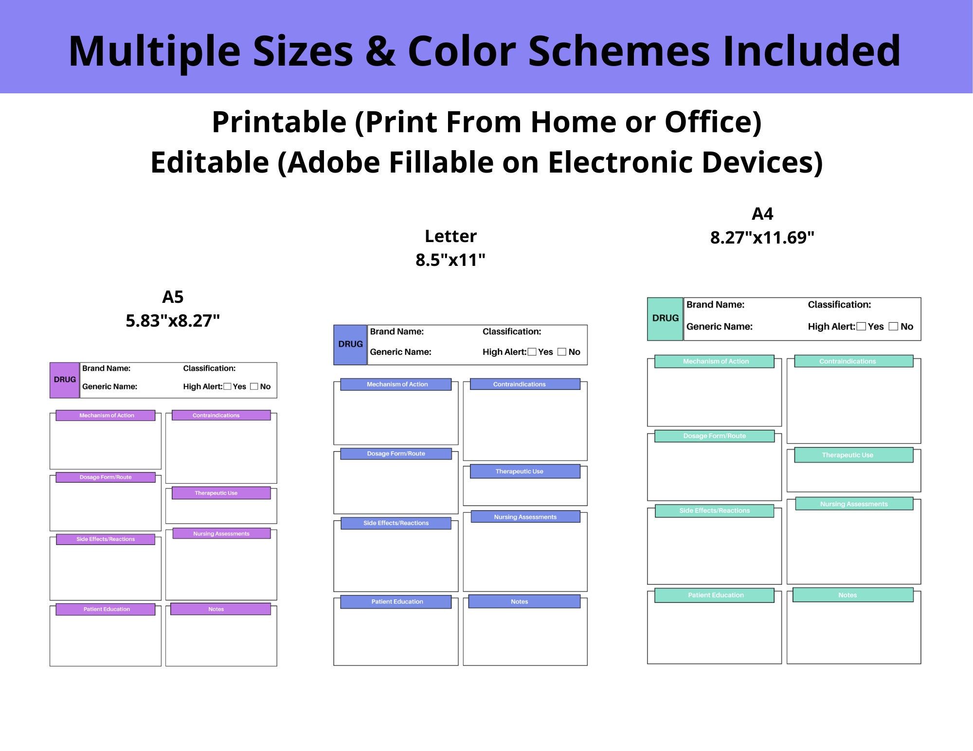 Med-surg Nursing Study Guide Templates - Printable and PDF Fillable/use ...