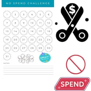 No Spend Challenge Digital Planner - No Spend Budget Tracker-Bullet Journal Planner - No Spend Chart - Budget Challenge - No Spend printable