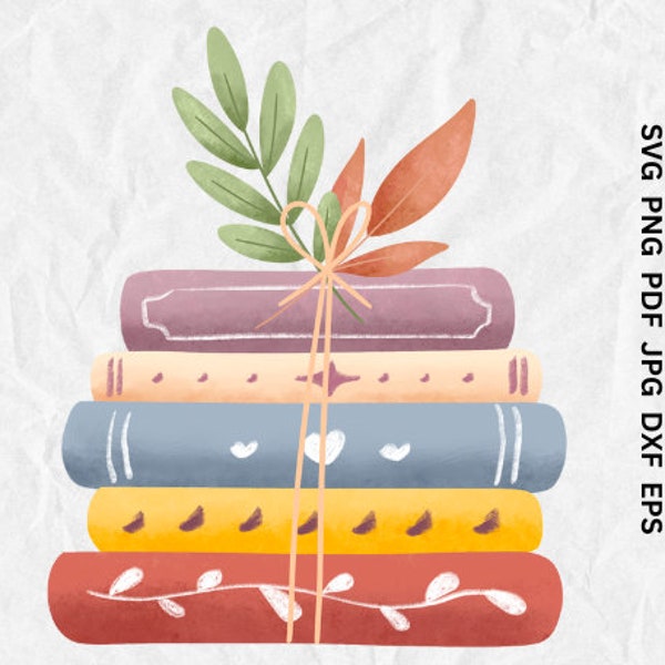 Book Stack svg Tied book svg books clipart books svg school svg college clipart dxf books cutfile cricut svg read books graphic image pdf