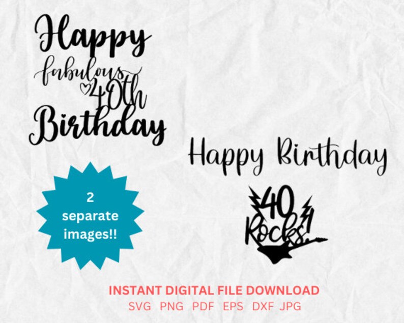 Happy 40th Birthday SVG Fabulous 40 Birthday Svg 40th Birthday 40 Rocks ...