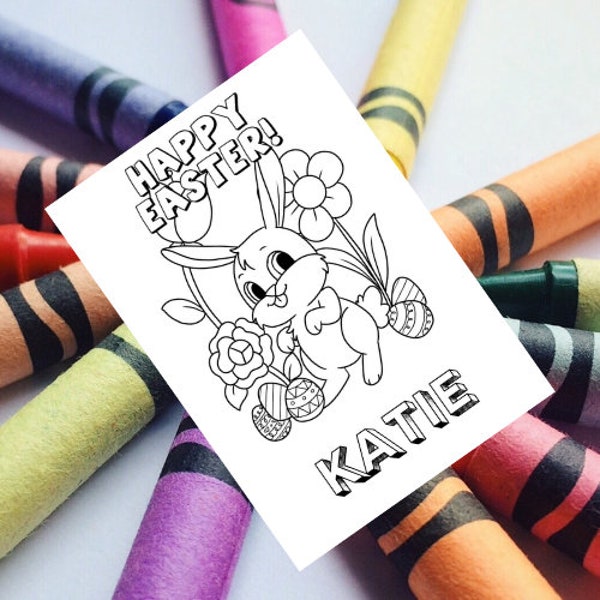 Custom Easter Coloring Page - Printable - Personalized  Coloring page with Name - Easter  - Easter Activity- Custom Name coloring page