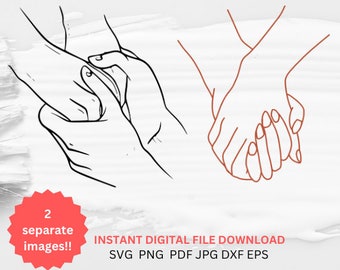 Hand in hand svg png voorstellende handen svg png minimalistische handen schets handen lijntekeningen tekening romantisch koppel hand in hand bundel print geschenk