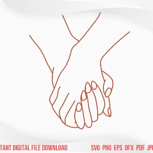 Holding hands svg holding hands  png minimalist hands sketch holding hands line art drawing romantic couple holding hands print poster