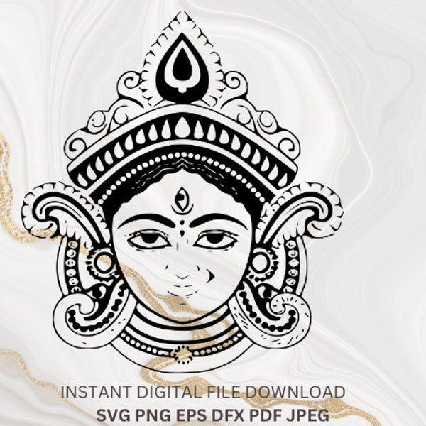 Durga svg Devi svg png Goddess svg png Spiritual png Durga silhouette Devi vector Durga Face svg clipart image vector cricut file eps pdf