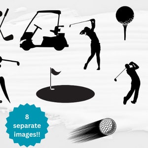 Golf svg Golf Bundle svg Golfkurs png Vektor Golf Silhouette Ball Bewegung Golf Cart svg Golfspieler svg Mädchen Junge flammende Ball Golfschläger png
