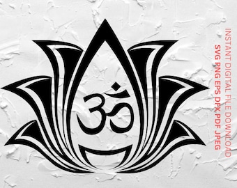 OM svg Lotus png svg Sanskrit Symbol OM Yoga Meditation Harmony Zen Hindu symbol svg pdf png eps dfx jpg mindfulness Relax Peace Buddha png