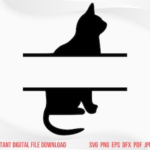 Cat Split Monogram SVG Cat Monogram svg Split Monogram svg dxf png Cut File Cat Silhouette Svg Png split custom name svg image vector pdf