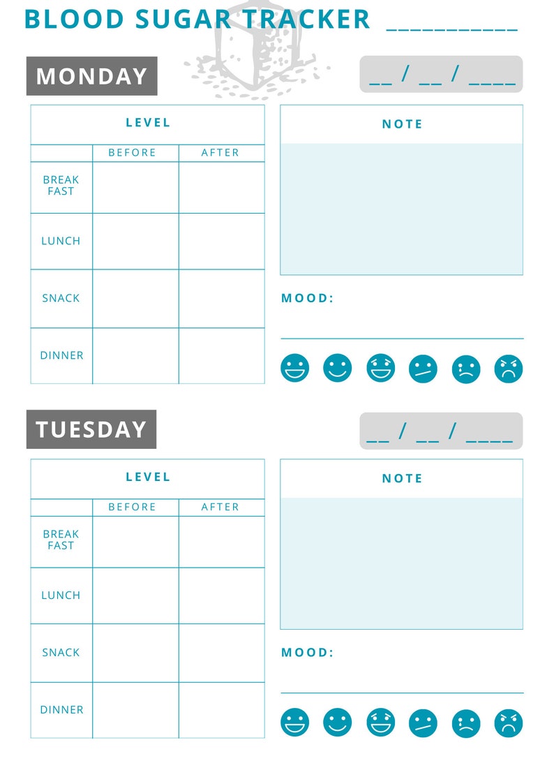 Blood Sugar Tracker Digital Planner - Diabetes Tracker -blood Sugar ...