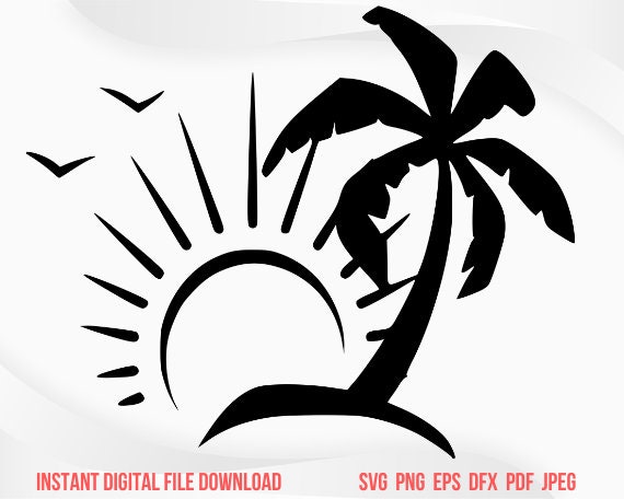 Palm Tree Svg Sun Svg Birds Svg Summer Vibe Svg Nature Svg Png Palm ...
