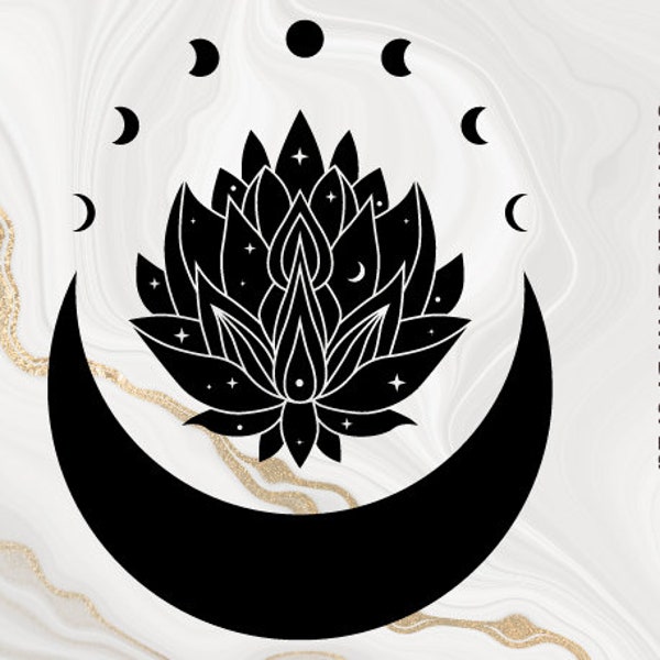 Moon png Lotus png svg Stages moon silhouette Buddha  svg Buddha png meditation zen svg abstract harmony peace svg Yoga vector tshirt gift
