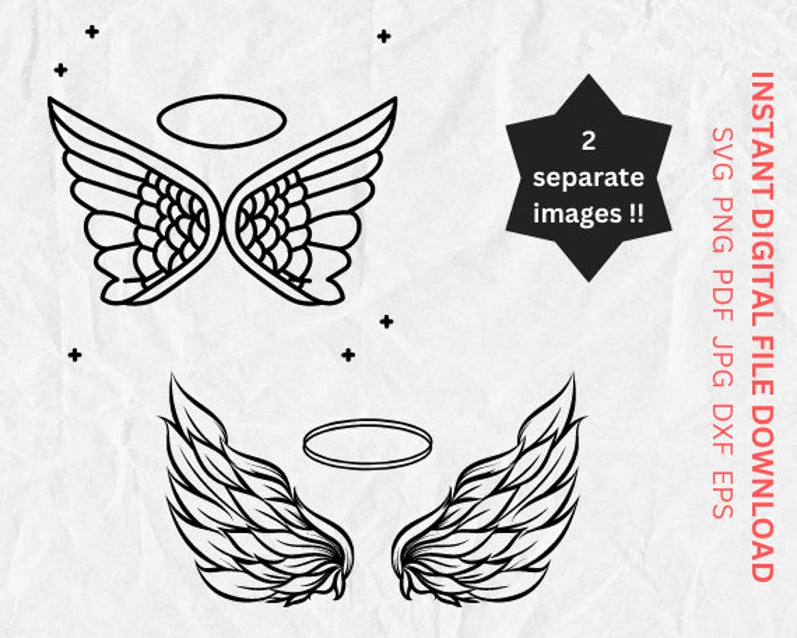 Angel Wings SVG Angel Files for Cricut Halo Wing Vector Angel Svg Halo ...