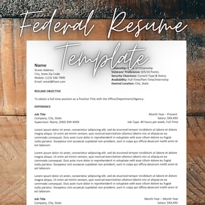 Federal ATS Friendly Resume Template, Clean, Simple Resume Template for Word, Google Docs Resume Template