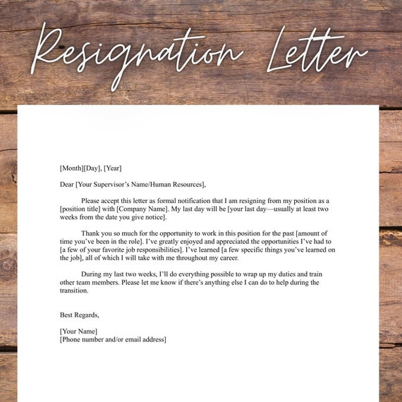 Clean Resignation Letter Template, Simple Design (Word)