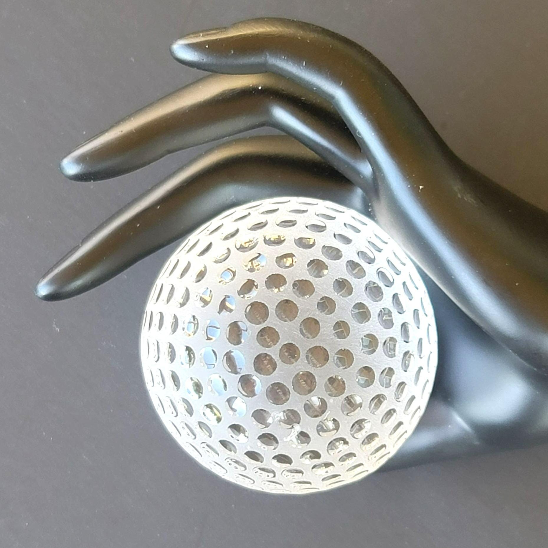 TIFFANY & Co Golf Ball Crystal Glass Paperweight Hand Etched