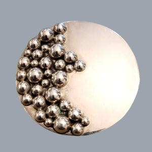 Vintage Broche bulle ronde en argent sterling mexicaine Taxco Carsi signée TC-57