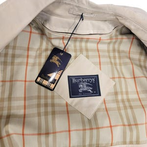NEW with Tags Vintage Burberry Double Breasted Trench Coat Taupe Wool Lined Size 14 NWT