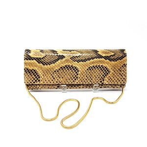 Rare Python Evening Shoulder Bag Clutch Gold Chain The Elaine Shops Spain EUC