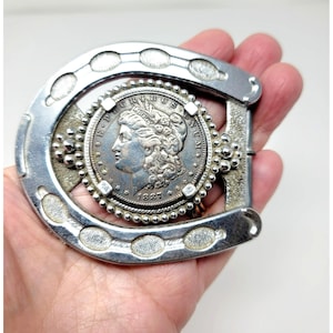 Vintage 1887 Morgan Dollar Horseshoe Western Horseshoe Belt Buckle