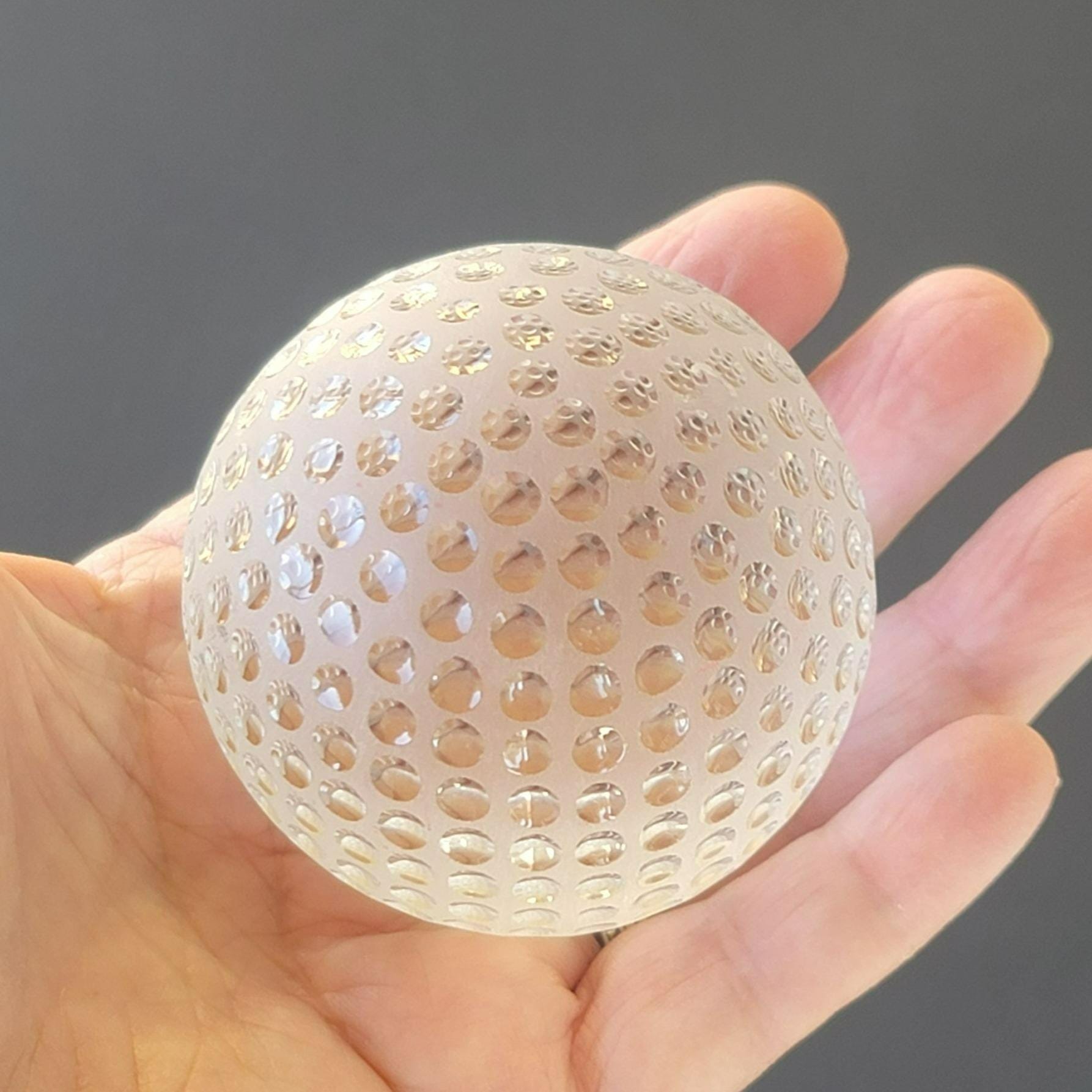 TIFFANY & Co Golf Ball Crystal Glass Paperweight Hand Etched