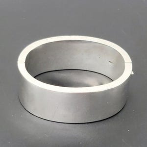 Vintage Heavy Sterling Silver Modernist Hinged Bangle Bracelet