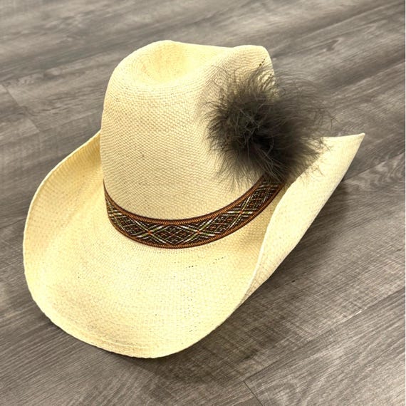 Cream Cowboy Hat with Gold Accents Bride Cowboy Hat With Veil: Custom Beaded Bachelorette  main image 2