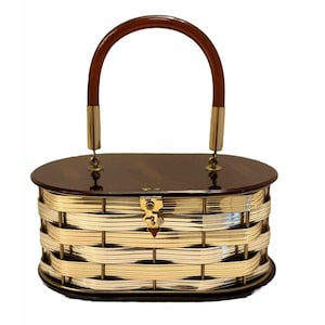 Vintage 1950s Retro Basket Weave Metal & Lucite Dorset 5th Avenue NYC Handbag