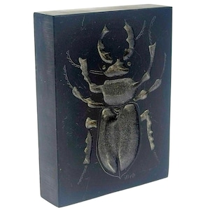 Vintage MCM illi Rodney Winfield Carved Rhino Scarab Beetle Slate Art Sculpture Ca: 1960s-1970s