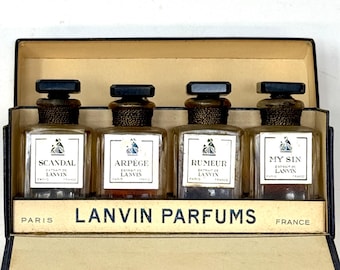1920s Lanvin Parfums Vintage Coffret Set: 4 French Perfume Bottles