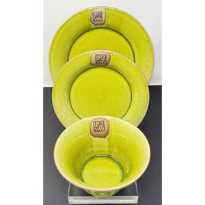 JARS France Avocado Green Tanga Tilleul Crackle Glaze | Choice of Dinner Plate, Salad Plate, Bowl