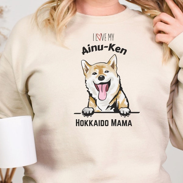 T-Shirt Hokkaido, Sweat Mama Fourrure, Dog Mom Crewneck, Dog Mama Crewneck, Cadeau Chien pour Maman, Ainu-Ken, Cadeau pour les Amoureux des Chiens, Cadeau Maman Chien