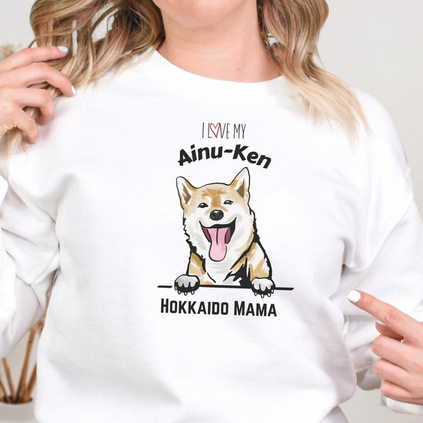 T-Shirt Hokkaido, Sweat Mama Fourrure, Dog Mom Crewneck, Dog Mama Crewneck, Cadeau Chien pour Maman, Ainu-Ken, Cadeau pour les Amoureux des Chiens, Cadeau Maman Chien