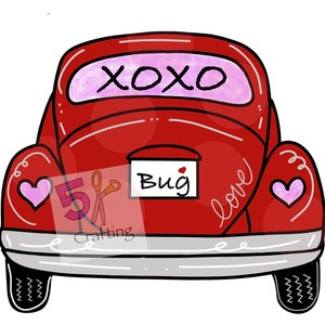 TEMPLATE DOOR HANGER: Valentine's Love Bug Car