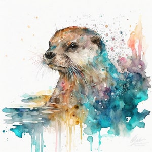 Otter Clipart 5 High Quality PNGs Digital Paper Crafting Digital Planner Apparel Watercolor Digital Download otter portrait  print canvas